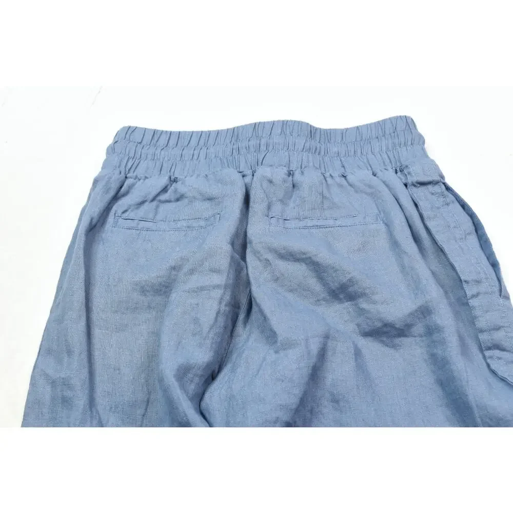 Quince European Linen Pants Womens XS Blue Pull-On Relaxed Fit Drawstring